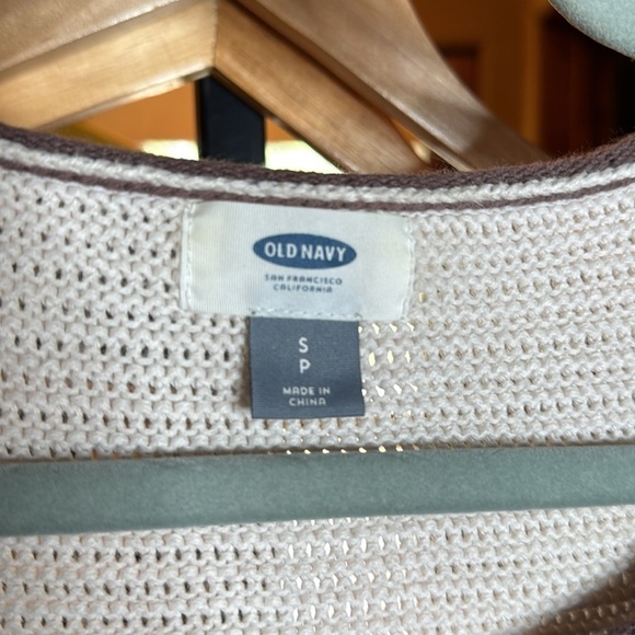 Old Navy Brown Coral Crew Neck Sweater with Color-Block Stripe Design Size Small - Picture 2 of 7